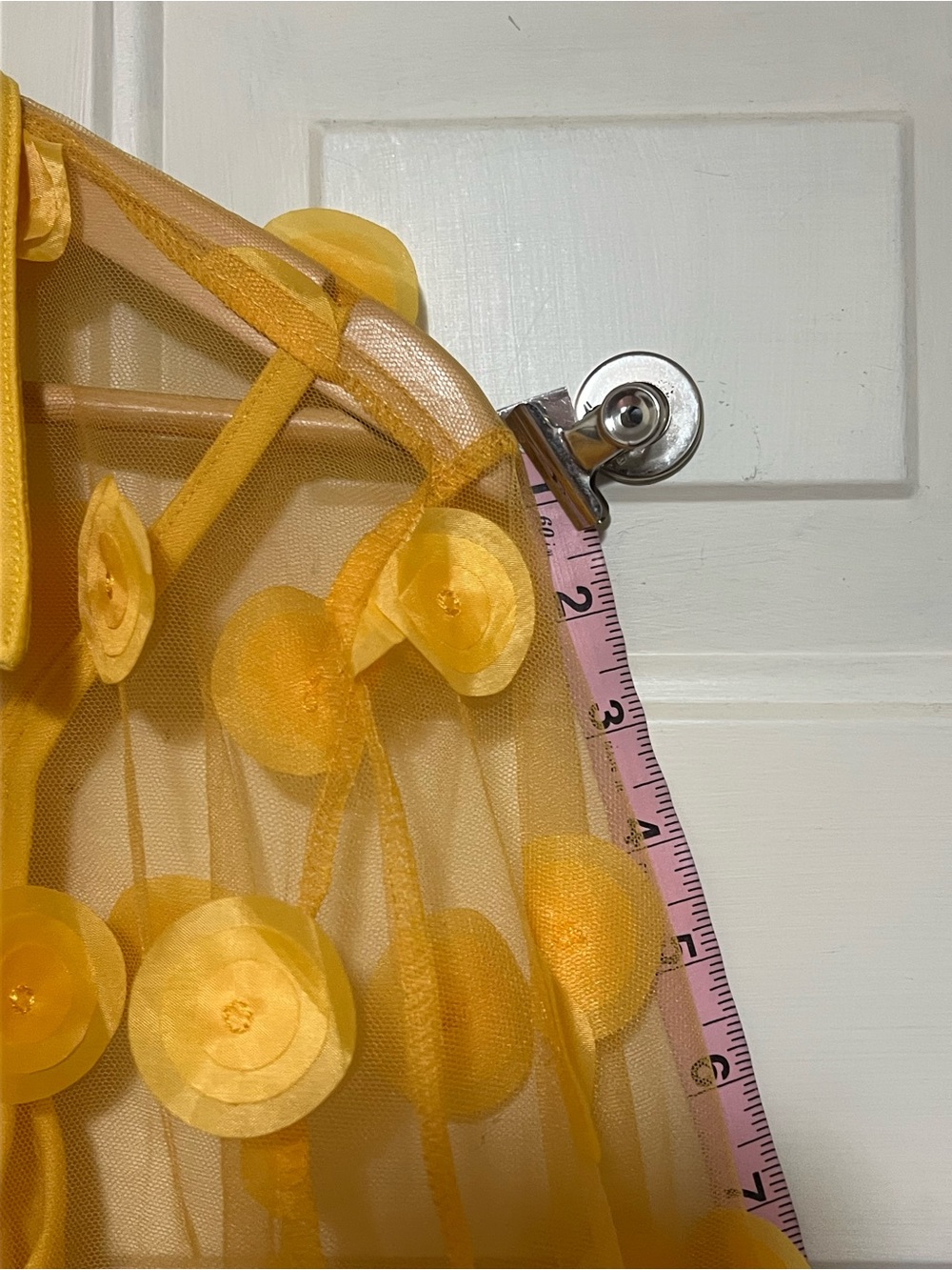 WoWo Mustard Yellow 3D Floral Mesh Button-Up Blouse with Cami Set Size L - Picture 7 of 10